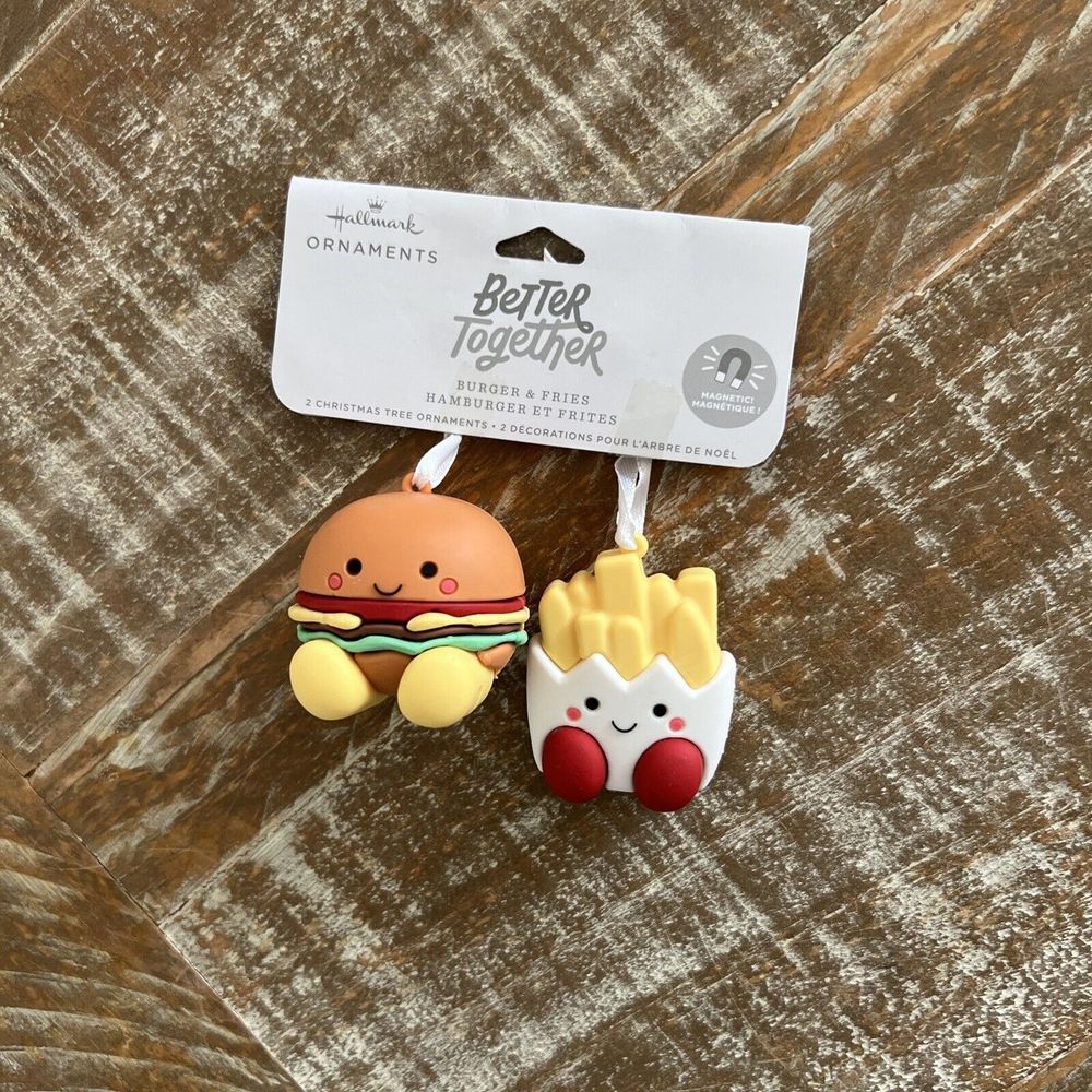 Hallmark Better Together Burger & Fries Magnetic Christmas Valentine's Ornaments